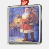 サンタクロースとトナカイ メタルオーナメント (左)