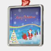 サンタクロースとトナカイ メタルオーナメント (左)