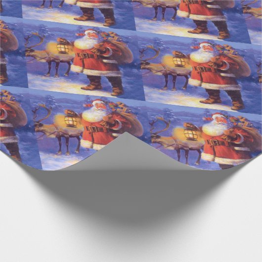サンタクロースとトナカイ ラッピングペーパー (角)