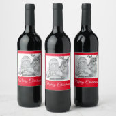 サンタクロースとトナカイ ワインラベル (ボトル)