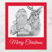 サンタクロースとトナカイ ワインラベル (シングルラベル)