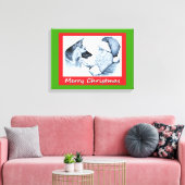 サンタクロースとドイツのシェパードがクリスマスに キャンバスプリント (インサイチュ (リビング))