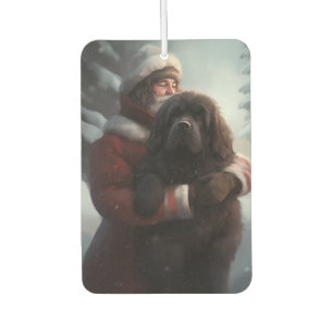 サンタクロースとニューファンドランド犬のクリスマス カーエアーフレッシュナー