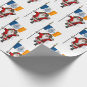 サンタクロースとニューヨーク州旗 ラッピングペーパー (角)