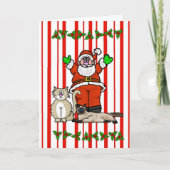 サンタクロースとネコのクリスマスカード カード (正面)