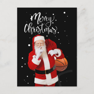 サンタクロースとバスケのメリークリスマス ポストカード