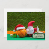 サンタクロースとバスケットボールクリスマスカード ポストカード (正面/裏面)