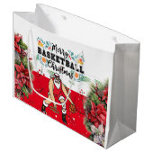 サンタクロースとバスケットボールクリスマスロード ラージペーパーバッグ (正面アングル)