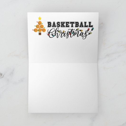 サンタクロースとバスケットボールクリスマス カード (内部)