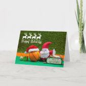 サンタクロースとバスケットボールクリスマス カード (正面)