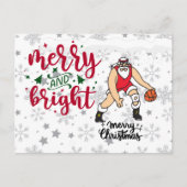 サンタクロースとバスケットボールクリスマス シーズンポストカード (正面)