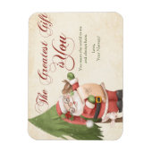 サンタクロースとパインツリーファミリークリスマスポストカー マグネット (縦)