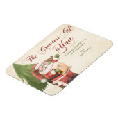 サンタクロースとパインツリーファミリークリスマスポストカー マグネット (左側)