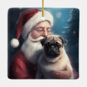 サンタクロースとパグのクリスマス セラミックオーナメント (裏面)
