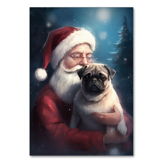 サンタクロースとパグのクリスマス テーブルナンバー (正面)