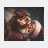 サンタクロースとビツラクリスマスクリスマスクリスマス フリースブランケット (正面(横))