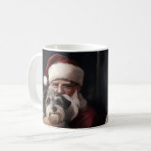 サンタクロースとビューワーテリアのクリスマス コーヒーマグカップ (正面左)