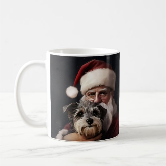 サンタクロースとビューワーテリアのクリスマス コーヒーマグカップ (左)