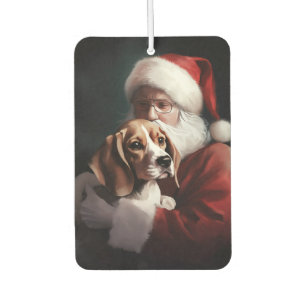 サンタクロースとビーグル犬のクリスマス カーエアーフレッシュナー