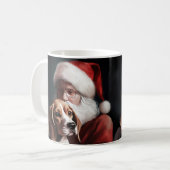 サンタクロースとビーグル犬のクリスマス コーヒーマグカップ (正面左)