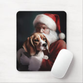サンタクロースとビーグル犬のクリスマス マウスパッド (マウス)