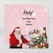 サンタクロースとピンクのゴルフクリスマスパーティー セーブザデート (正面/裏面)