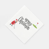 サンタクロースとフラッグとゴルフメリークリスマス スタンダードランチョンナプキン (角)