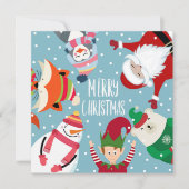 サンタクロースとフレンズフラットクリスマスカード (正面)