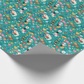 サンタクロースとフレンズメリーパターン ラッピングペーパー (角)