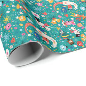 サンタクロースとフレンズメリーパターン ラッピングペーパー (ロールコーナー)