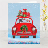 サンタクロースとフレンチブルドッグの車 カード (黄色い花)