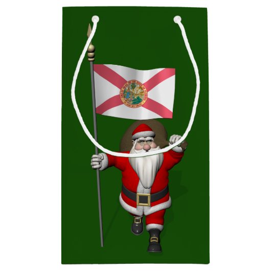 サンタクロースとフロリダ州の旗 スモールペーパーバッグ (裏面)