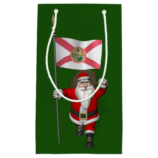 サンタクロースとフロリダ州の旗 スモールペーパーバッグ (正面)