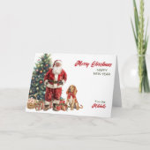サンタクロースとブラッドハウンドのクリスマスカード シーズンカード (正面)