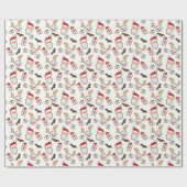 サンタクロースとプレゼントクリスマスクッキーパターン ラッピングペーパー (フラット)