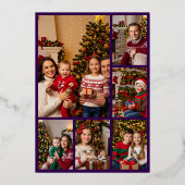 サンタクロースとプレゼント、紫、金ゴールド 箔シーズンカード (裏面)