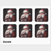 サンタクロースとプードルのクリスマス スクエアシール (シート)