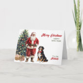 サンタクロースとベルネーズマウンテンドッグクリスマス シーズンカード (正面)