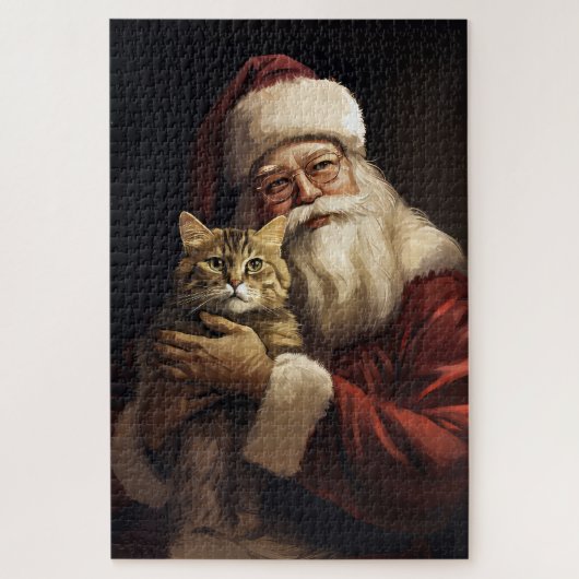 サンタクロースとベンガル猫のクリスマス ジグソーパズル (縦)