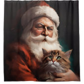 サンタクロースとペルシャ猫フェスティバルクリスマス シャワーカーテン (正面)