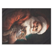 サンタクロースとペルシャ猫フェスティバルクリスマス テーブルクロス (正面(横))