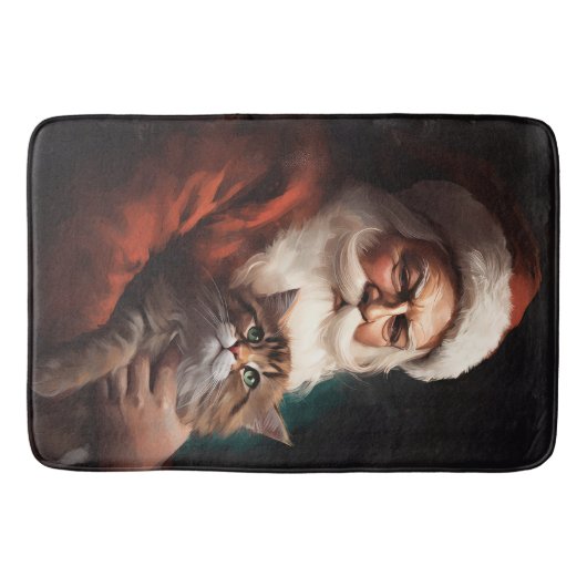 サンタクロースとペルシャ猫フェスティバルクリスマス バスマット (正面)