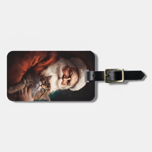 サンタクロースとペルシャ猫フェスティバルクリスマス ラゲッジタグ (正面横)