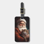 サンタクロースとペルシャ猫フェスティバルクリスマス ラゲッジタグ (正面縦)