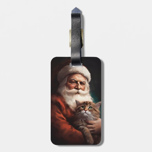 サンタクロースとペルシャ猫フェスティバルクリスマス ラゲッジタグ (裏面縦)