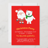 サンタクロースとホッキョクグマの漫画 招待状 (正面)