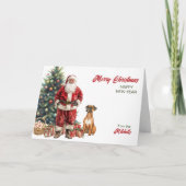 サンタクロースとボクサー犬のクリスマスカード シーズンカード (正面)