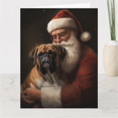 サンタクロースとボクサー クリスマスのお祭りデザイン カード (正面)