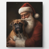 サンタクロースとボクサー クリスマスのお祭りデザイン フォトプラーク (正面)
