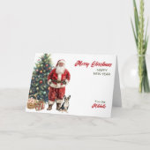 サンタクロースとボストンテリアードッグクリスマス シーズンカード (正面)